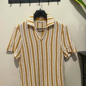 Zara mesh Portuguese relaxed collared shirt